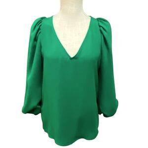 Trina Truck Emerald Green Balloon Sleeve Blouse Size XS